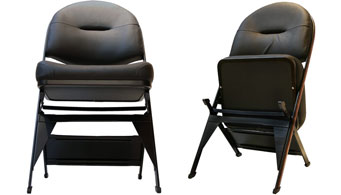 Two folding black chairs